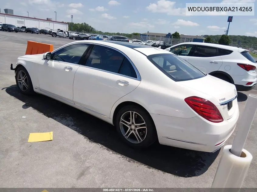 2016 Mercedes-Benz S 550 4Matic VIN: WDDUG8FBXGA214265 Lot: 45514371