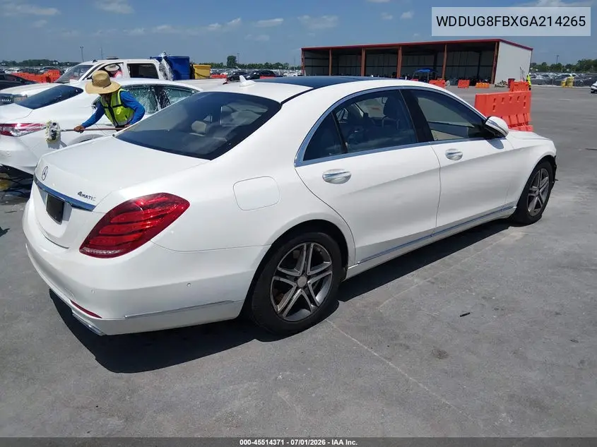 2016 Mercedes-Benz S 550 4Matic VIN: WDDUG8FBXGA214265 Lot: 45514371