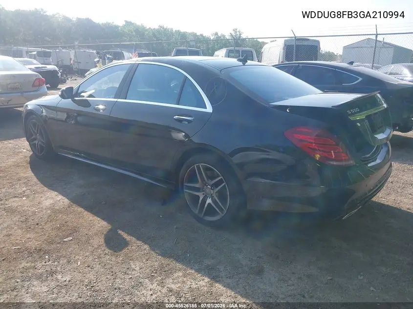 2016 Mercedes-Benz S 550 4Matic VIN: WDDUG8FB3GA210994 Lot: 45526185