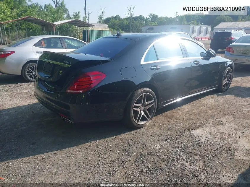 2016 Mercedes-Benz S 550 4Matic VIN: WDDUG8FB3GA210994 Lot: 45526185