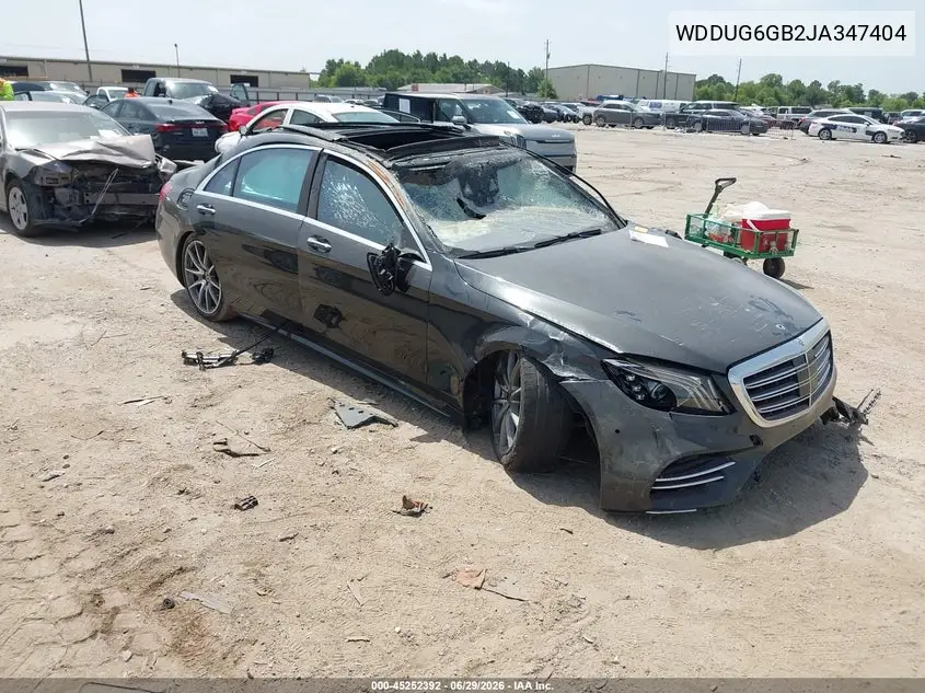 2018 Mercedes-Benz S 450 VIN: WDDUG6GB2JA347404 Lot: 45252392