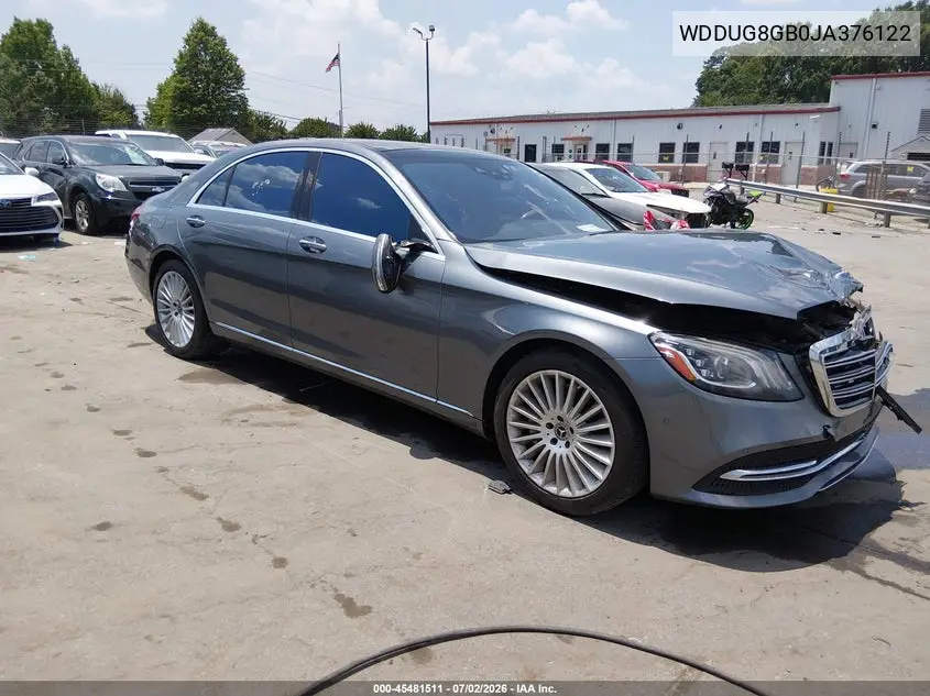2018 Mercedes-Benz S 560 4Matic VIN: WDDUG8GB0JA376122 Lot: 45481511