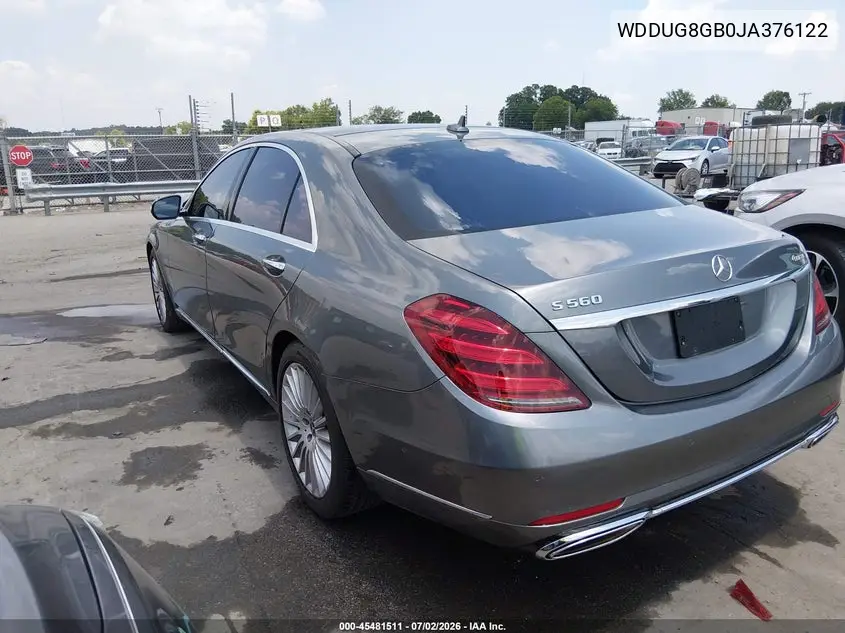 2018 Mercedes-Benz S 560 4Matic VIN: WDDUG8GB0JA376122 Lot: 45481511
