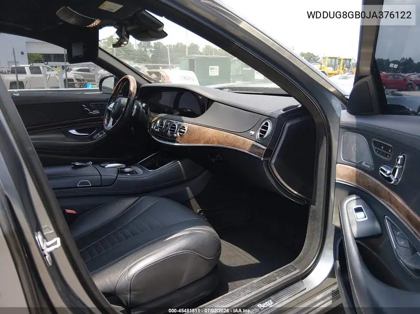2018 Mercedes-Benz S 560 4Matic VIN: WDDUG8GB0JA376122 Lot: 45481511