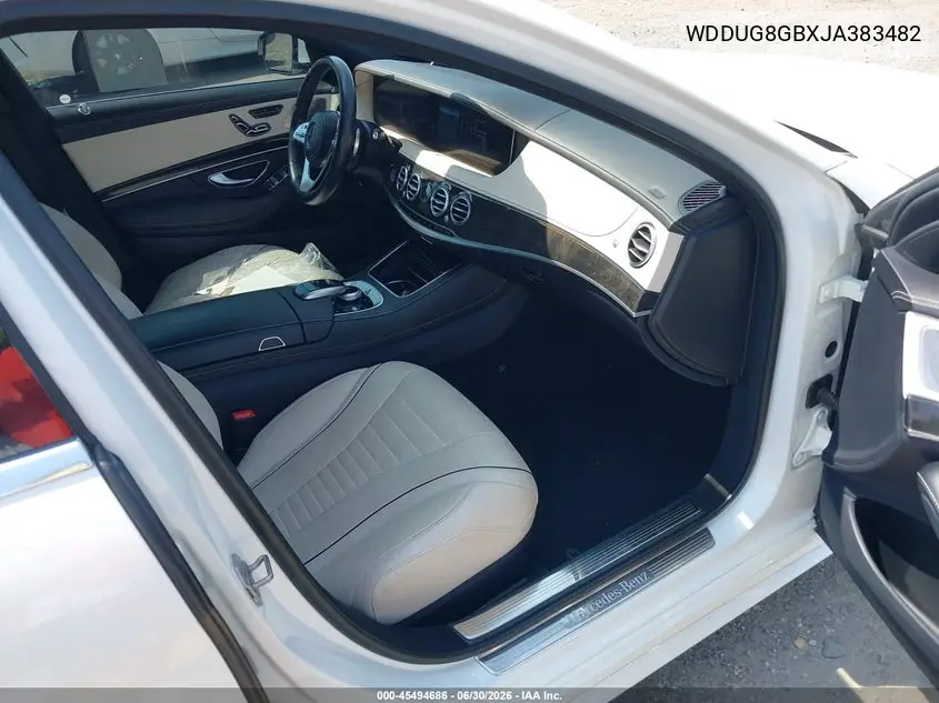 2018 Mercedes-Benz S 560 4Matic VIN: WDDUG8GBXJA383482 Lot: 45494686
