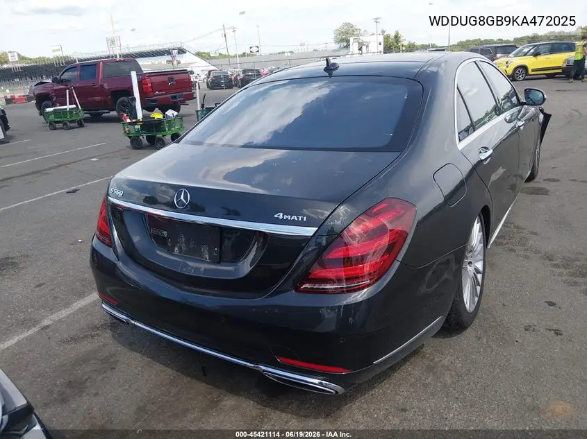 2019 Mercedes-Benz S 560 4Matic VIN: WDDUG8GB9KA472025 Lot: 45421114