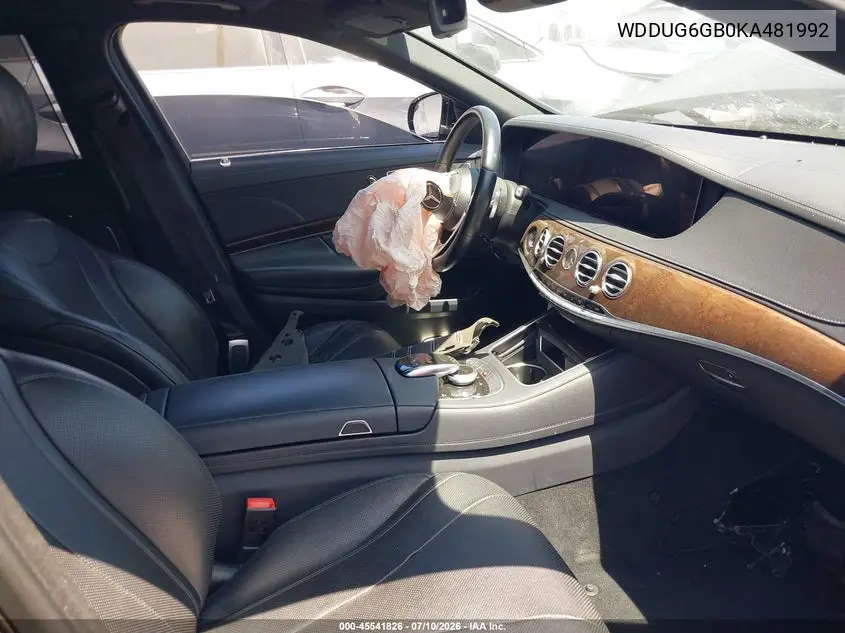 2019 Mercedes-Benz S 450 VIN: WDDUG6GB0KA481992 Lot: 45541826