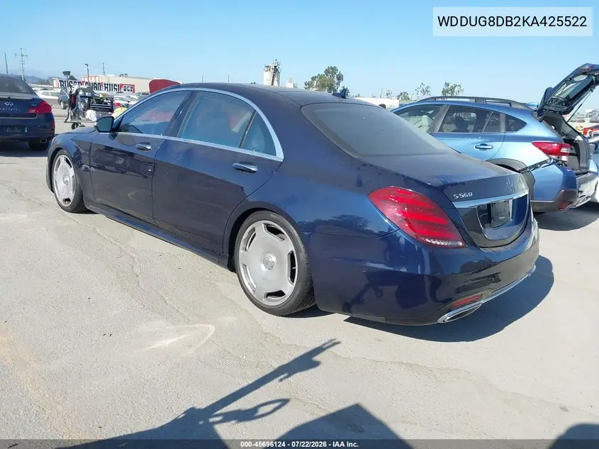 2019 Mercedes-Benz S 560 VIN: WDDUG8DB2KA425522 Lot: 45696124