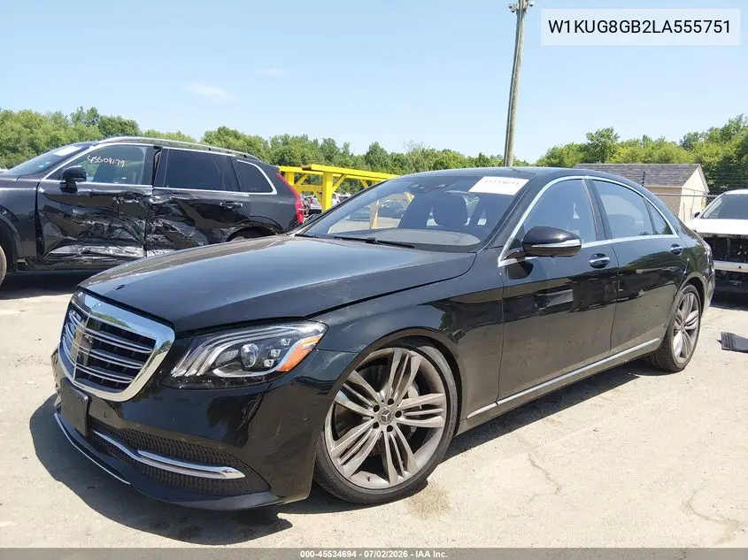 2020 Mercedes-Benz S 560 4Matic VIN: W1KUG8GB2LA555751 Lot: 45534694
