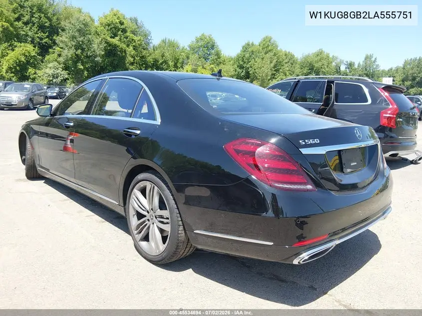 2020 Mercedes-Benz S 560 4Matic VIN: W1KUG8GB2LA555751 Lot: 45534694