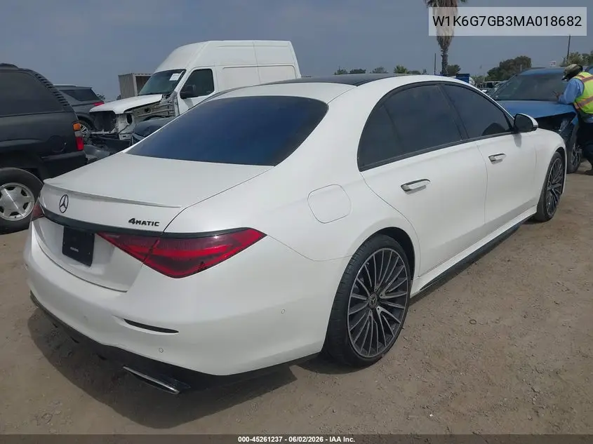 2021 Mercedes-Benz S 580 4Matic VIN: W1K6G7GB3MA018682 Lot: 45261237