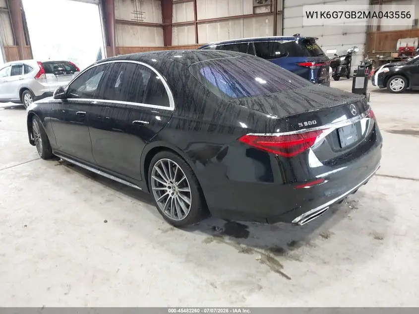 2021 Mercedes-Benz S 580 4Matic VIN: W1K6G7GB2MA043556 Lot: 45482260