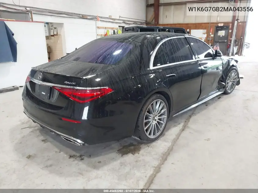 2021 Mercedes-Benz S 580 4Matic VIN: W1K6G7GB2MA043556 Lot: 45482260