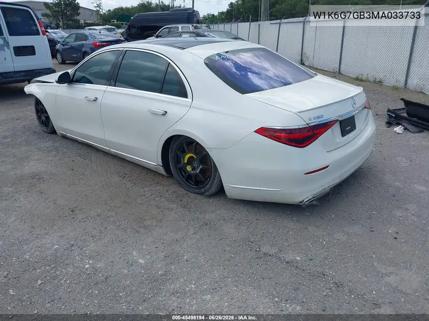 2021 Mercedes-Benz S 580 4Matic VIN: W1K6G7GB3MA033733 Lot: 45496194