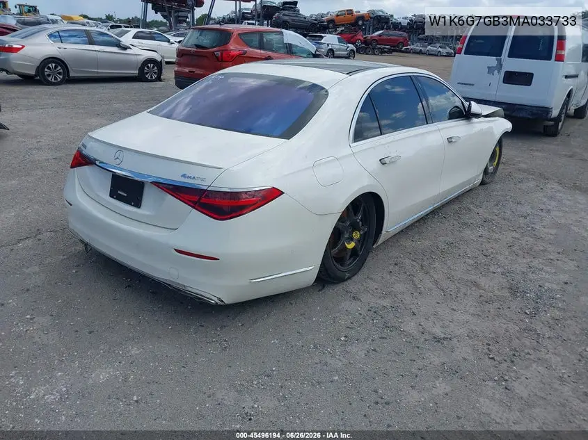2021 Mercedes-Benz S 580 4Matic VIN: W1K6G7GB3MA033733 Lot: 45496194
