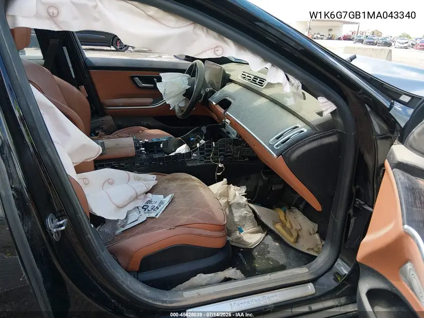 2021 Mercedes-Benz S 580 4Matic VIN: W1K6G7GB1MA043340 Lot: 45628039
