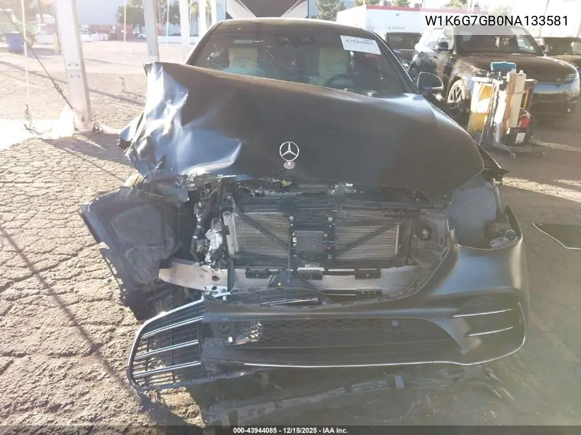 W1K6G7GB0NA133581 2022 Mercedes-Benz S 580 4Matic