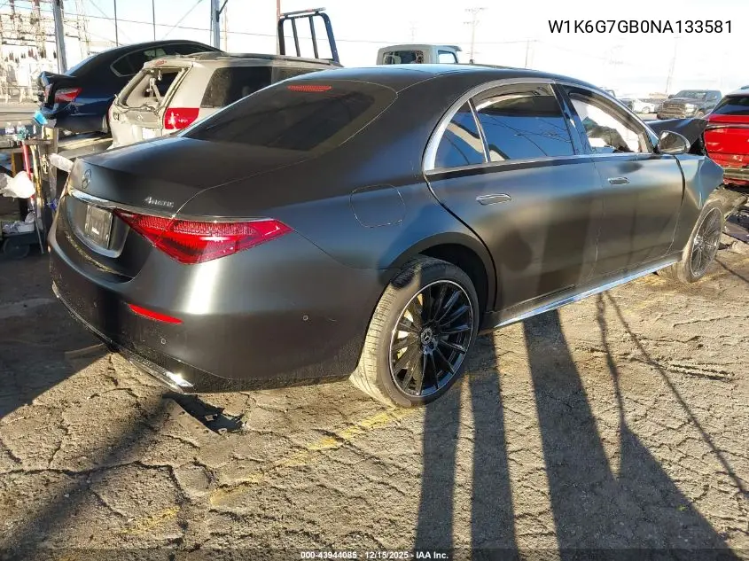 W1K6G7GB0NA133581 2022 Mercedes-Benz S 580 4Matic
