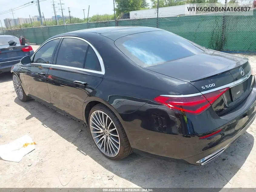2022 Mercedes-Benz S 500 4Matic VIN: W1K6G6DB6NA165837 Lot: 45401653