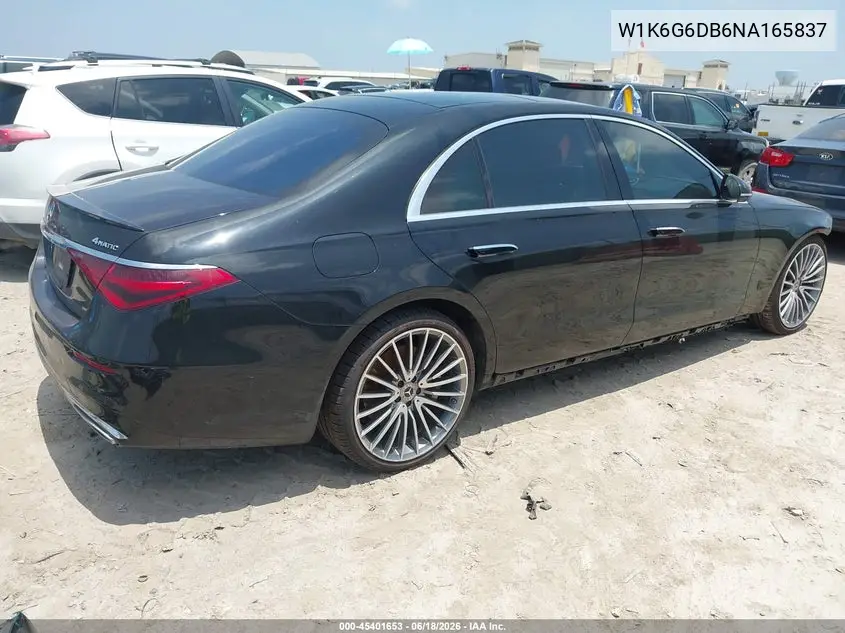 2022 Mercedes-Benz S 500 4Matic VIN: W1K6G6DB6NA165837 Lot: 45401653