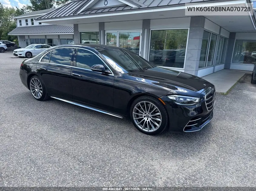 2022 Mercedes-Benz S 500 4Matic VIN: W1K6G6DB8NA070728 Lot: 45423841