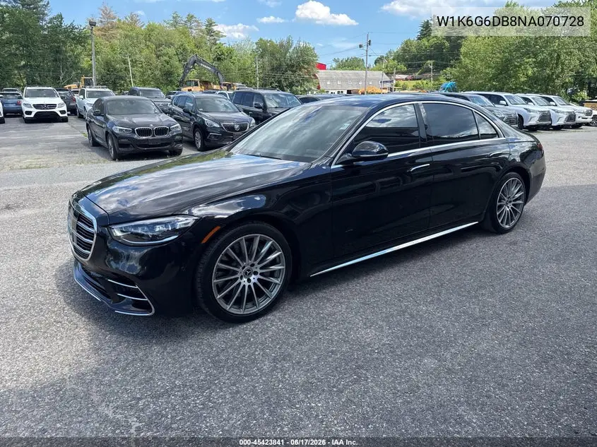 2022 Mercedes-Benz S 500 4Matic VIN: W1K6G6DB8NA070728 Lot: 45423841
