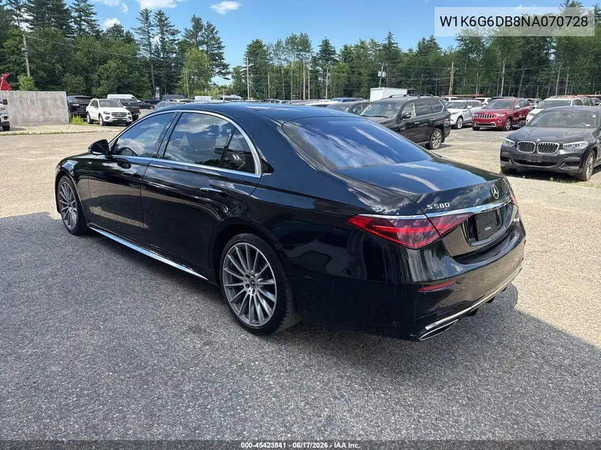 2022 Mercedes-Benz S 500 4Matic VIN: W1K6G6DB8NA070728 Lot: 45423841