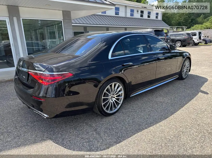 2022 Mercedes-Benz S 500 4Matic VIN: W1K6G6DB8NA070728 Lot: 45423841