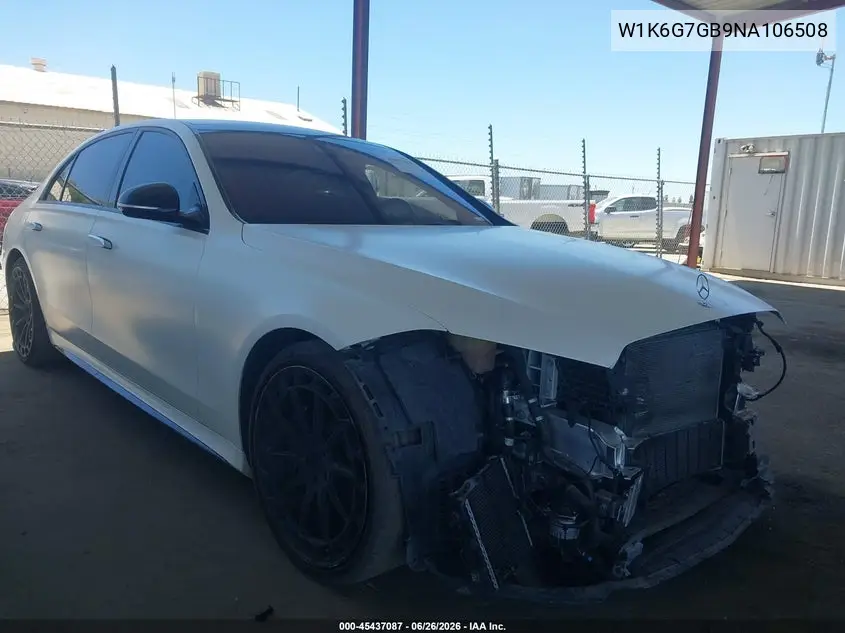 2022 Mercedes-Benz S 580 4Matic VIN: W1K6G7GB9NA106508 Lot: 45437087