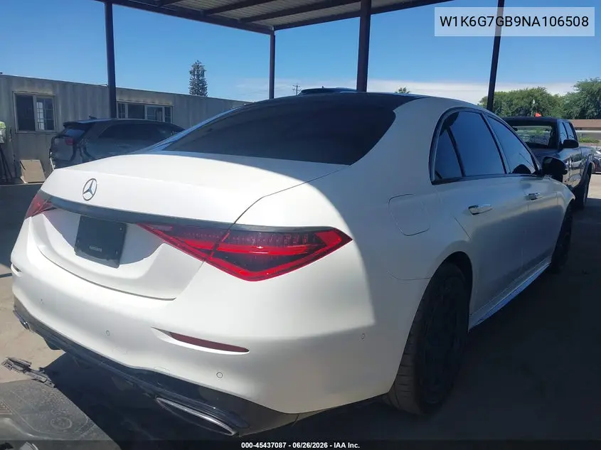 2022 Mercedes-Benz S 580 4Matic VIN: W1K6G7GB9NA106508 Lot: 45437087