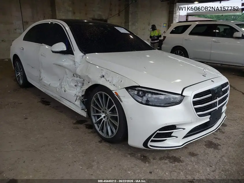2022 Mercedes-Benz S 500 4Matic VIN: W1K6G6DB2NA157752 Lot: 45440213