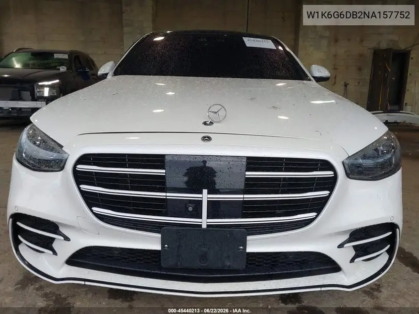 2022 Mercedes-Benz S 500 4Matic VIN: W1K6G6DB2NA157752 Lot: 45440213