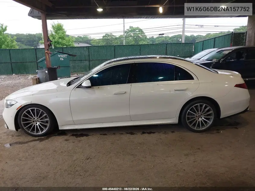 2022 Mercedes-Benz S 500 4Matic VIN: W1K6G6DB2NA157752 Lot: 45440213