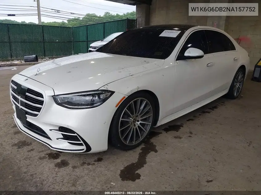 2022 Mercedes-Benz S 500 4Matic VIN: W1K6G6DB2NA157752 Lot: 45440213