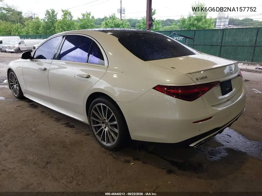 2022 Mercedes-Benz S 500 4Matic VIN: W1K6G6DB2NA157752 Lot: 45440213
