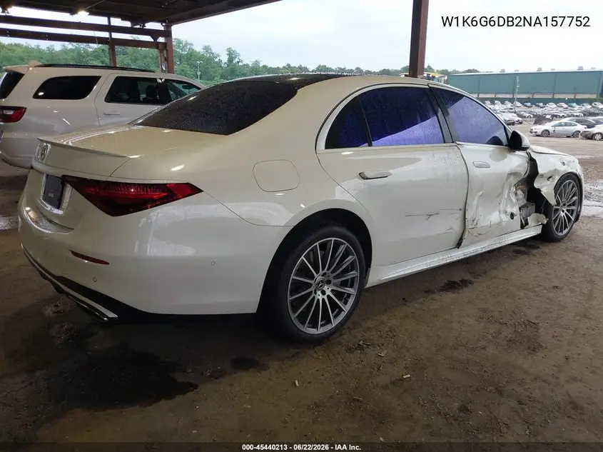 2022 Mercedes-Benz S 500 4Matic VIN: W1K6G6DB2NA157752 Lot: 45440213