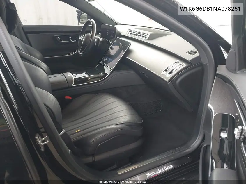 2022 Mercedes-Benz S 500 4Matic VIN: W1K6G6DB1NA078251 Lot: 45522558