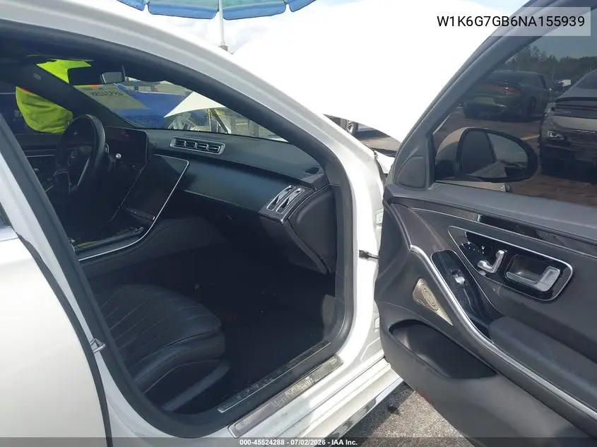 2022 Mercedes-Benz S 580 4Matic VIN: W1K6G7GB6NA155939 Lot: 45524288