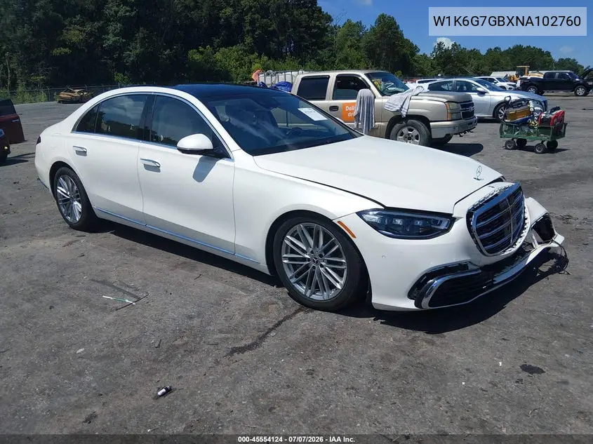 2022 Mercedes-Benz S 580 4Matic VIN: W1K6G7GBXNA102760 Lot: 45554124