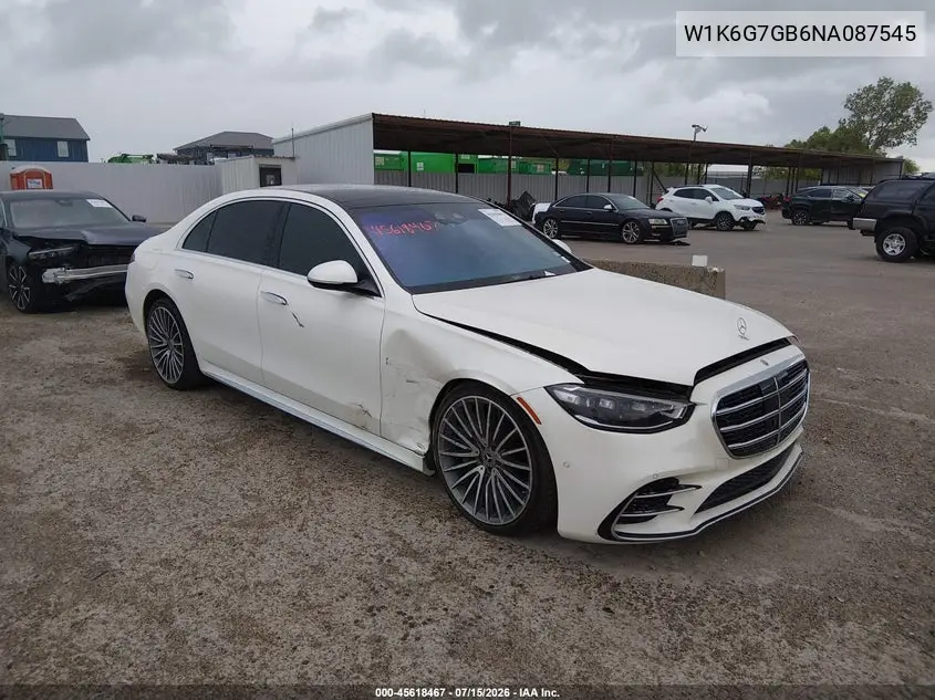 2022 Mercedes-Benz S 580 4Matic VIN: W1K6G7GB6NA087545 Lot: 45618467