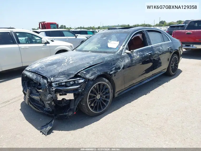 2022 Mercedes-Benz S 580 4Matic VIN: W1K6G7GBXNA129358 Lot: 45690013