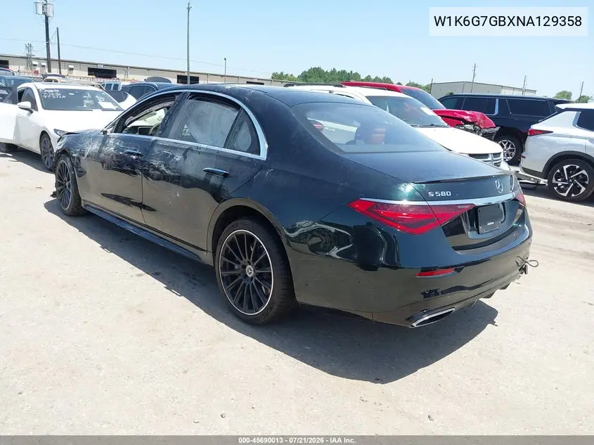 2022 Mercedes-Benz S 580 4Matic VIN: W1K6G7GBXNA129358 Lot: 45690013