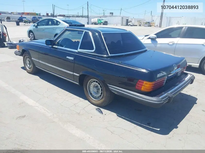 1977 Mercedes 450Sl VIN: 10704412038893 Lot: 45359503