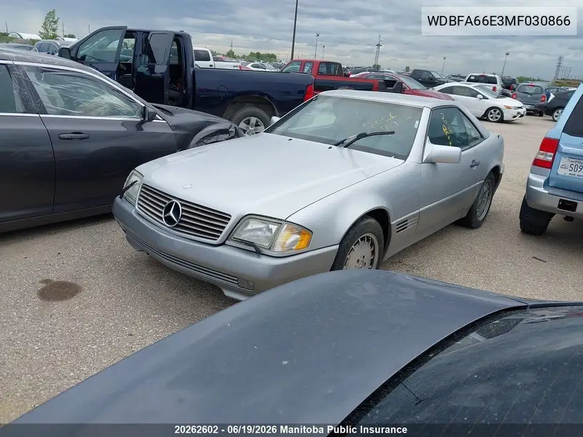 1991 Mercedes Benz 500Sl VIN: WDBFA66E3MF030866 Lot: 20262602