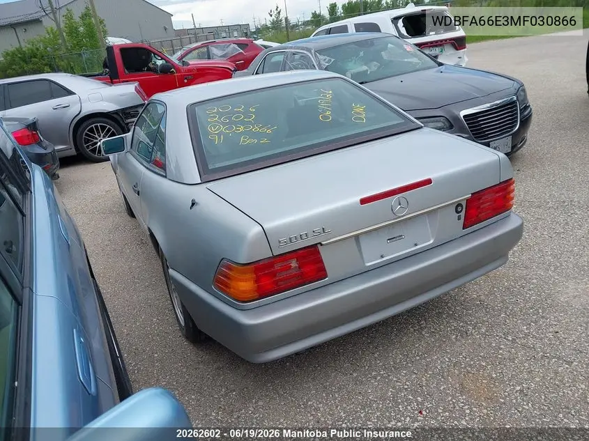 1991 Mercedes Benz 500Sl VIN: WDBFA66E3MF030866 Lot: 20262602