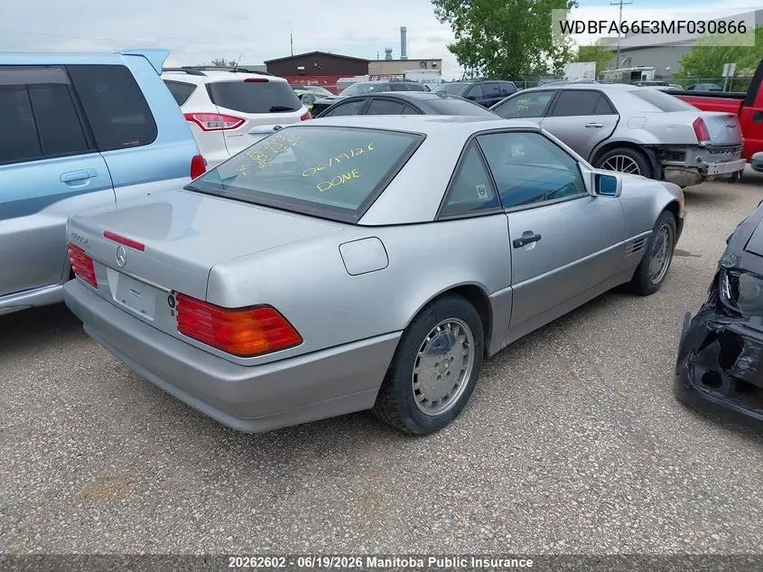 1991 Mercedes Benz 500Sl VIN: WDBFA66E3MF030866 Lot: 20262602