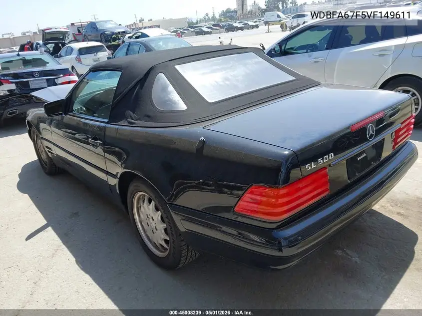 1997 Mercedes-Benz Sl 500 VIN: WDBFA67F5VF149611 Lot: 45008239