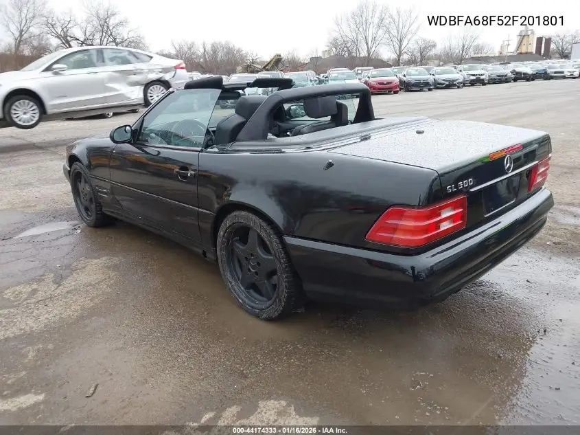 2002 Mercedes-Benz Sl 500 VIN: WDBFA68F52F201801 Lot: 44174333