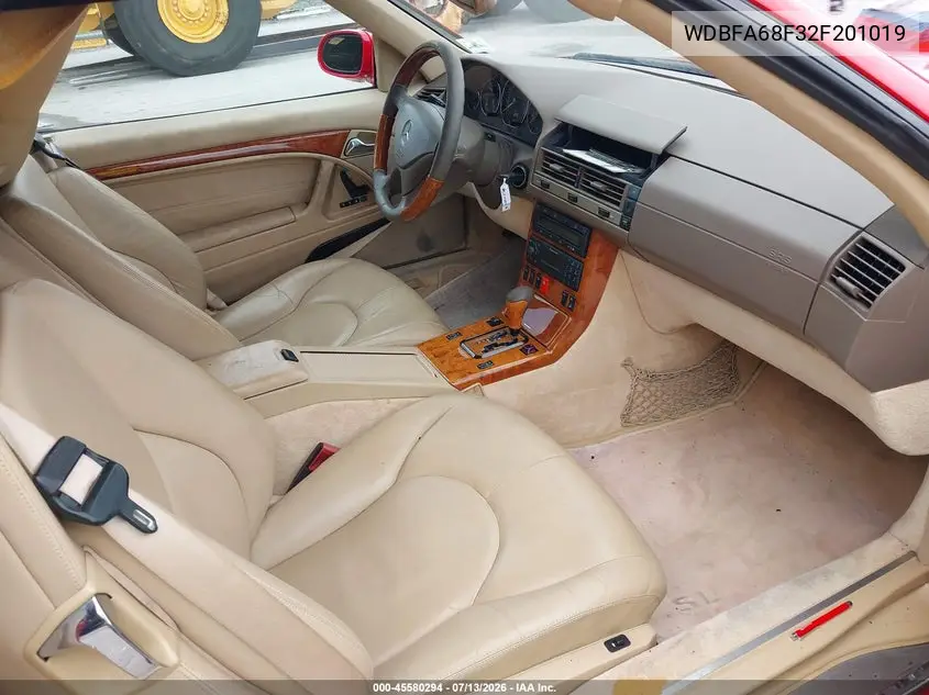 2002 Mercedes-Benz Sl 500 VIN: WDBFA68F32F201019 Lot: 45580294