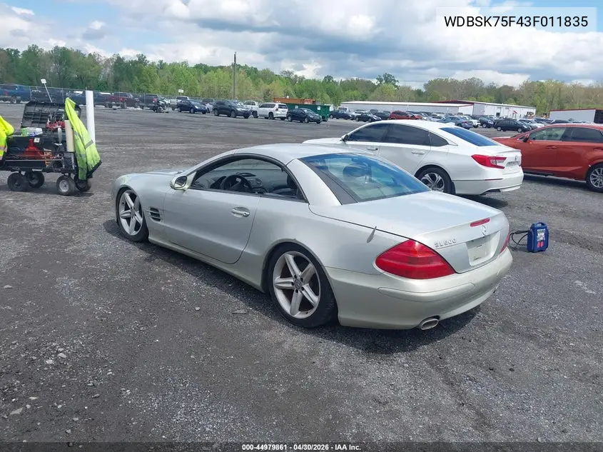 2003 Mercedes-Benz Sl 500 VIN: WDBSK75F43F011835 Lot: 44979861